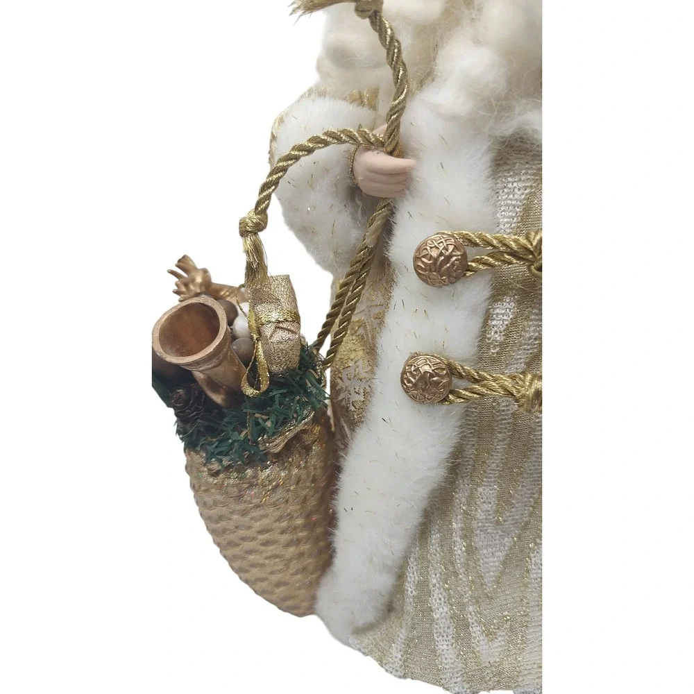 Vintage‎ Santa Claus Christmas Tree Topper Table Top Holiday Decoration Gold